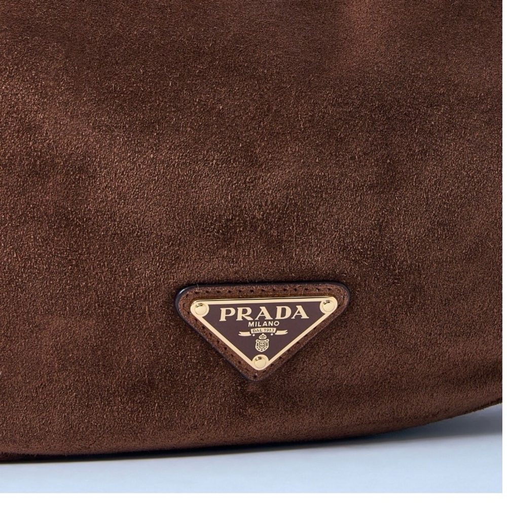 PRADA Demi Lune suede leather hobo shoulder bag - Picture 4 of 6
